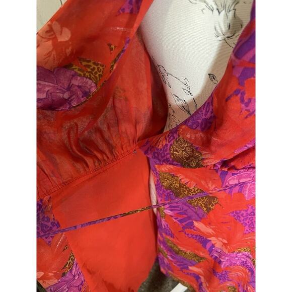 Victoria’s Secret Halter Wrap Dress Red Cheetah Leopard Y2K Size Medium - Picture 5 of 6